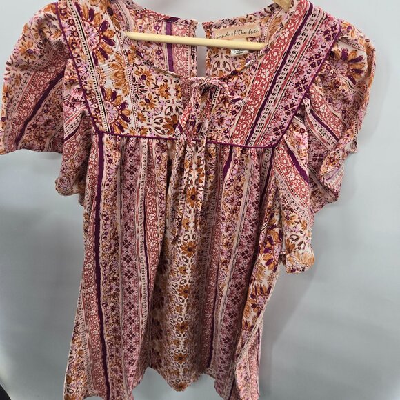 Band of the free Pink Floral Boho Flutter Sleeve Mini Dress XS - Picture 1 of 11